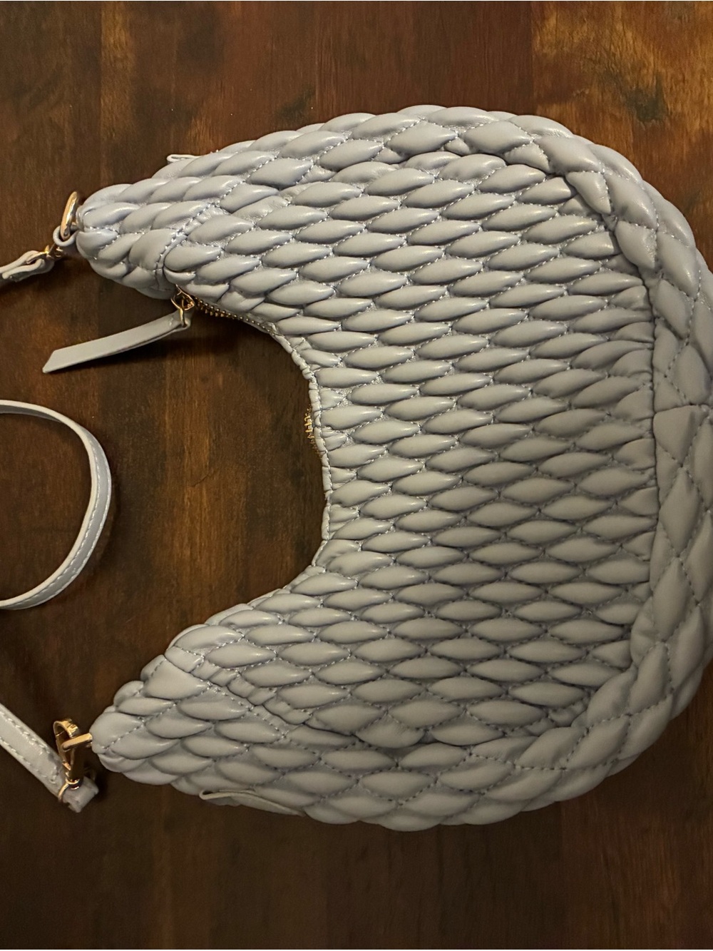 Source Unknown Light Gray Braided Quilted Hobo Shoulder Bag